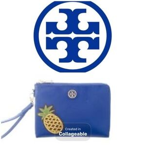 ‼️WOW‼️Tory Burch Blue Clutch with Pineapple Design‼️EUC